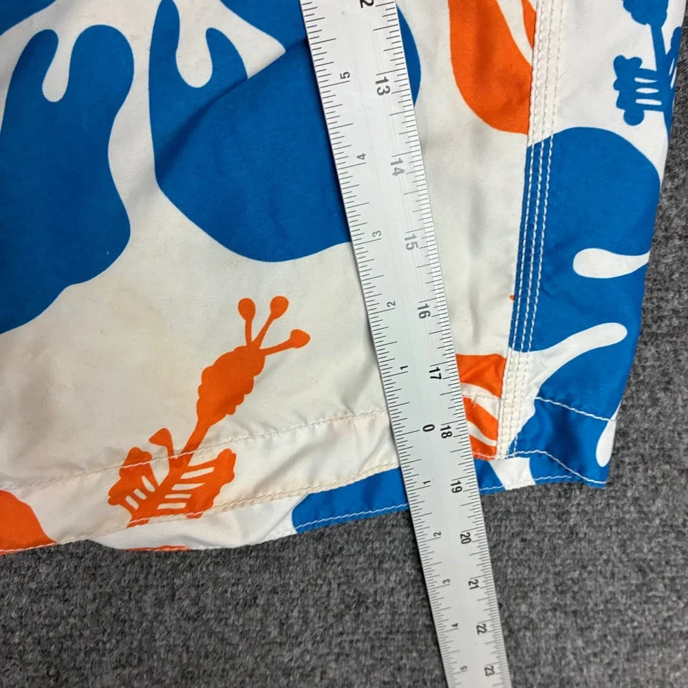 Old Navy Mens Size Large W36 Floral Swim Trunks Blue Orange White Board Shorts